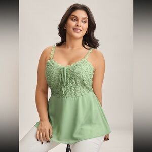 BloomChic Green Textured Lace Tank Top size 1X (14-16)